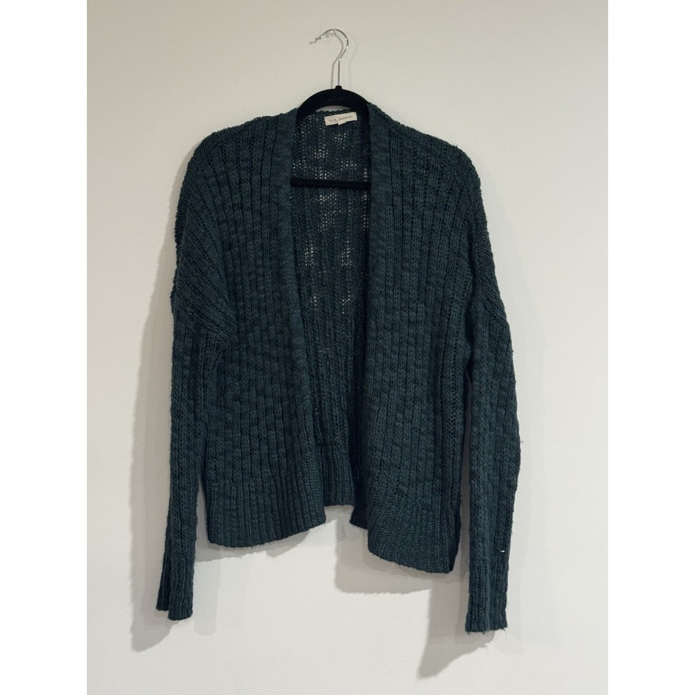 LA Hearts Open Knit Cardigan Womens XS Small Teal Green Boho Pockets